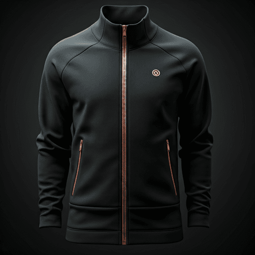 Chaqueta atlética negra premium con detalle de cierre